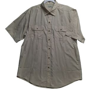 LL Bean Nylon Ripstop Short Sleeve Bush Shirt SZ  L